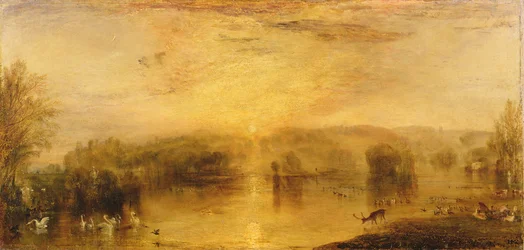 Der See, Petworth: Sonnenuntergang, ein trinkender Hirsch